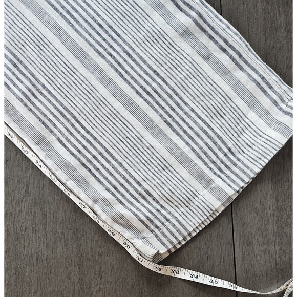 C & C California Linen Wide Leg Pants Size 10 Gray White Stripe Coastal Beach - Picture 6 of 7